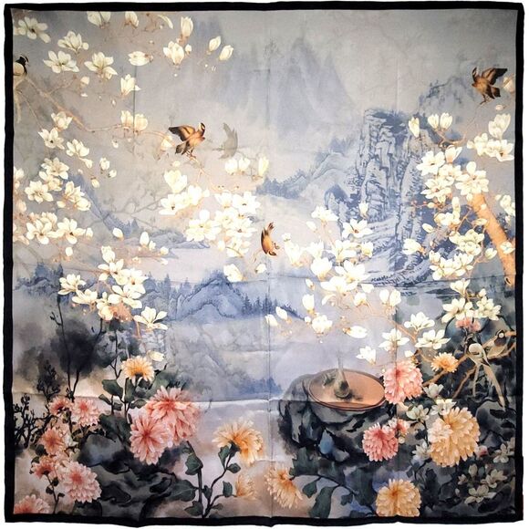 NEW Genuine 100% Mulberry Silk Double Sided Scarf 42"x42" Square Shawl 5842 - Picture 3 of 16